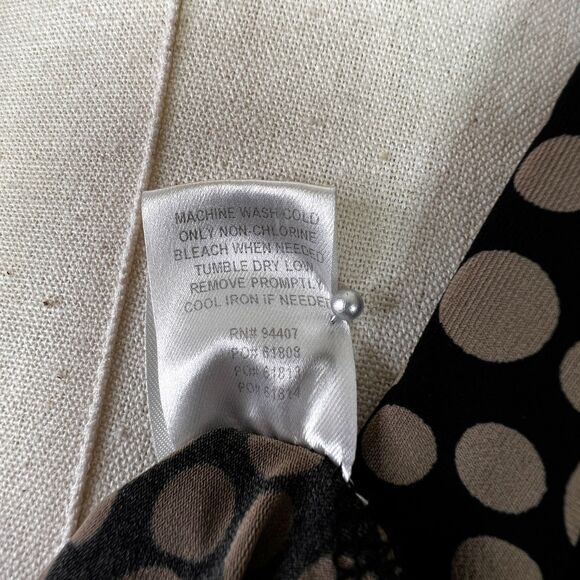 Travelsmith | Black dress with brown tan polka dots | long sleeve | Sz SP - Picture 4 of 7